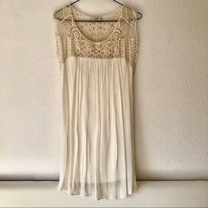 Pull & Bear White Cream Crochet Dress Boho Small